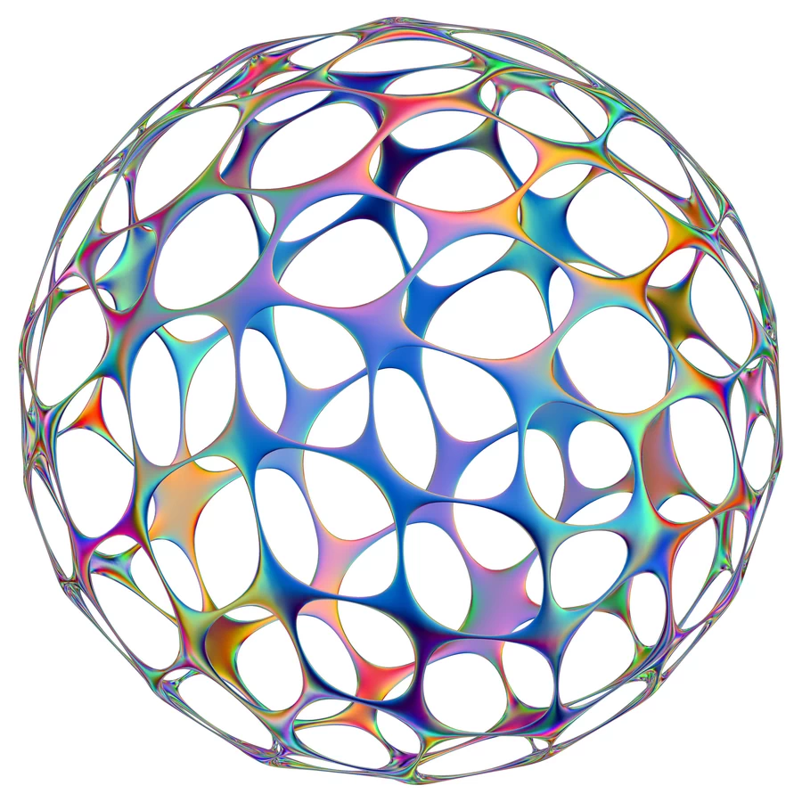 潮流酸性全息金属镭射机能彩虹3D立体几何图形png免抠图片素材【062】